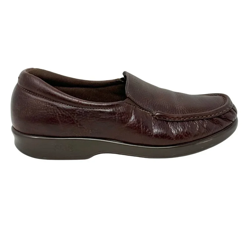 SAS Twin Tripad Slip On Loafers Brown Leather Soft Casual Comfort Womens Size 8?